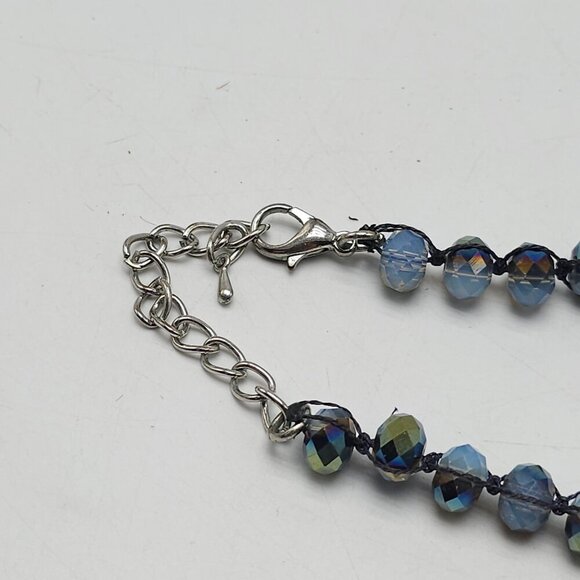 Blue Crystal Statement Crocheted Necklace Jewelry Chunky Jewelry Big Beaded - Picture 5 of 7